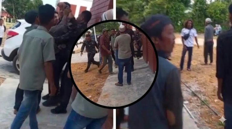 Masa aksi protes keras pecah di lingkungan Universitas Bangka Belitung (UBB)